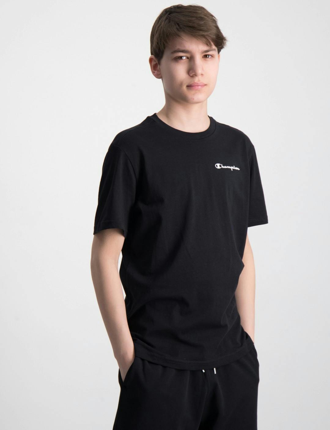 Svart Crewneck Store Kids | Kille T-Shirt Brand för
