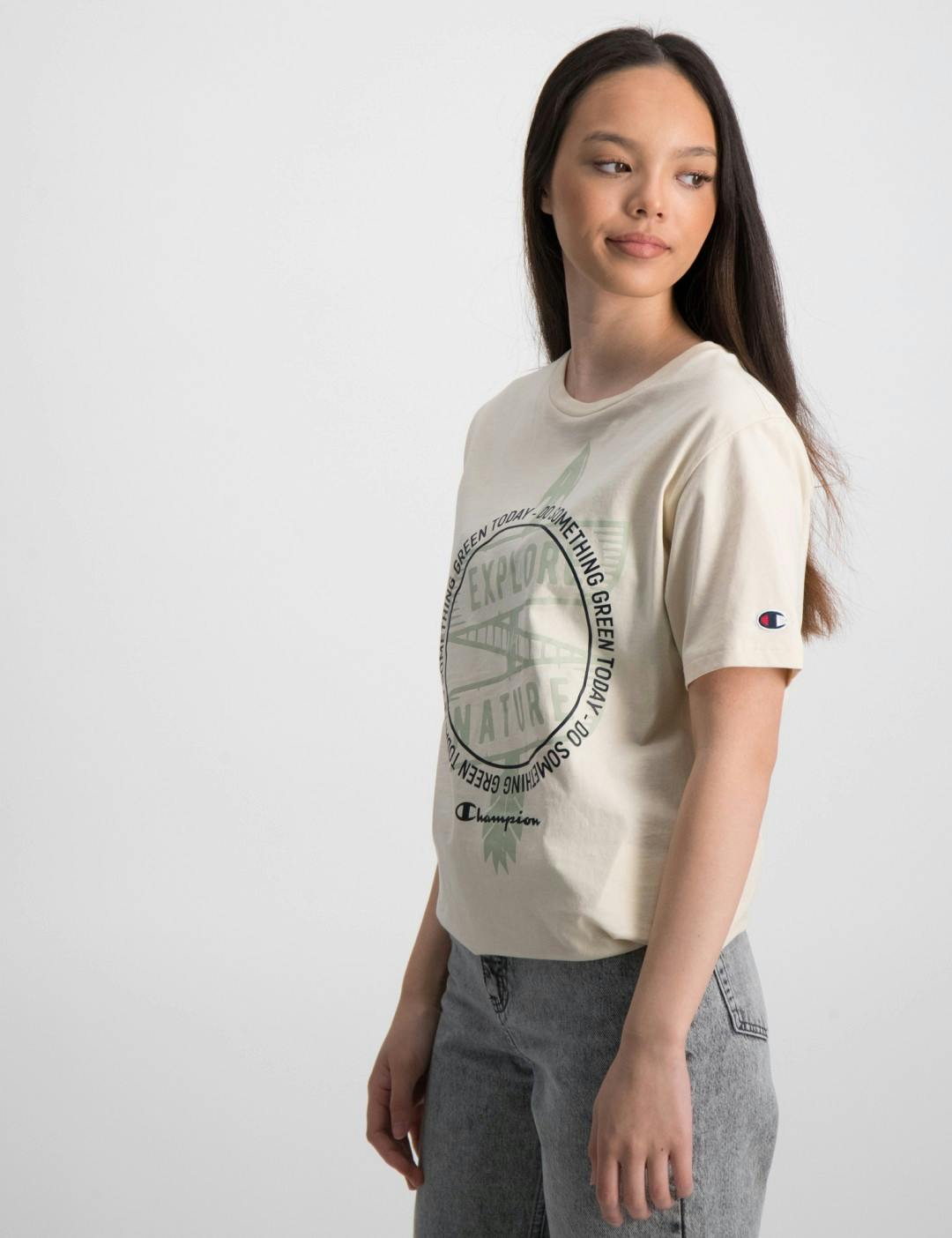Beige Crewneck T-Shirt för Kids Store Tjej | Brand