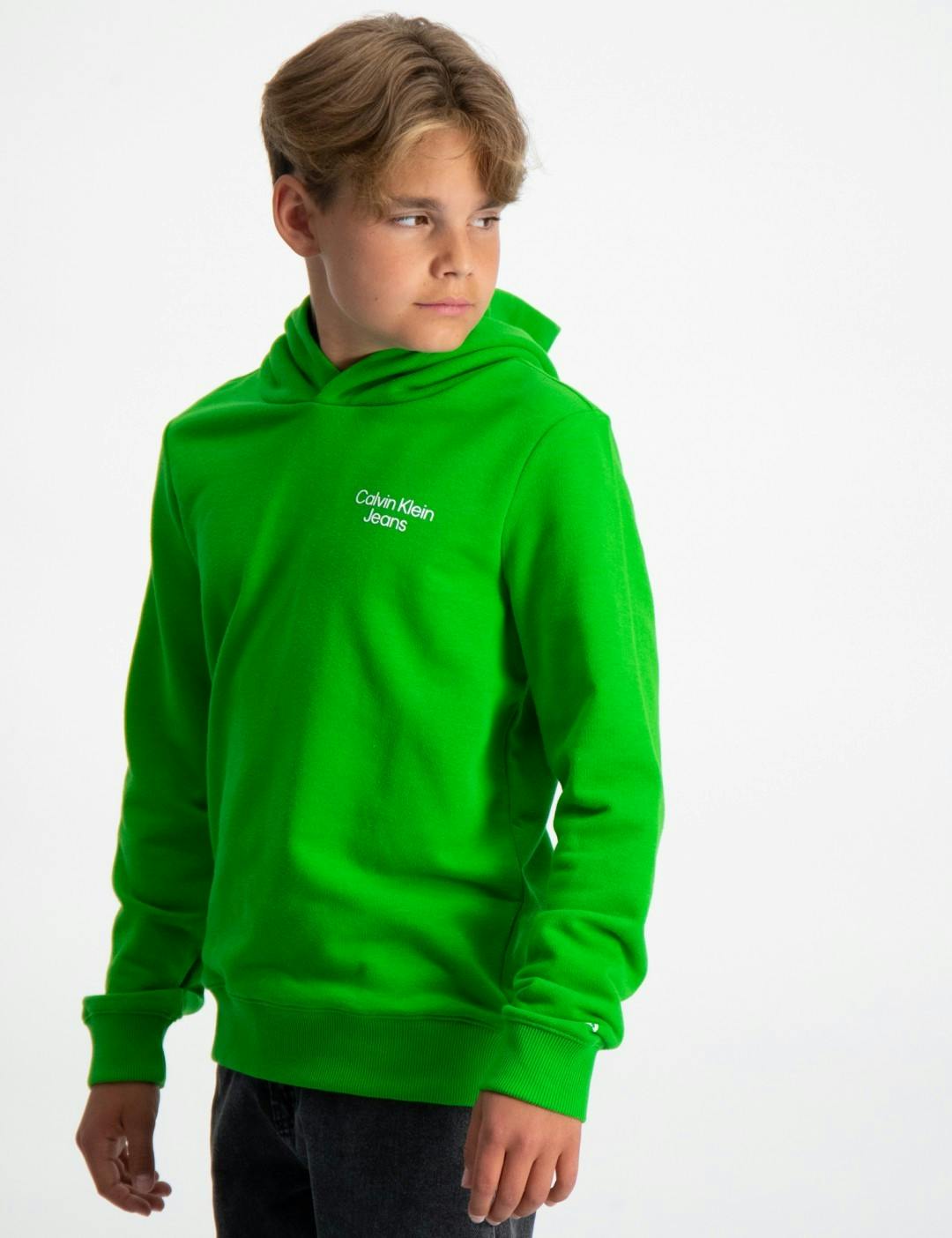 Brand CKJ Grön Kille Kids STACK HOODIE Store för LOGO |