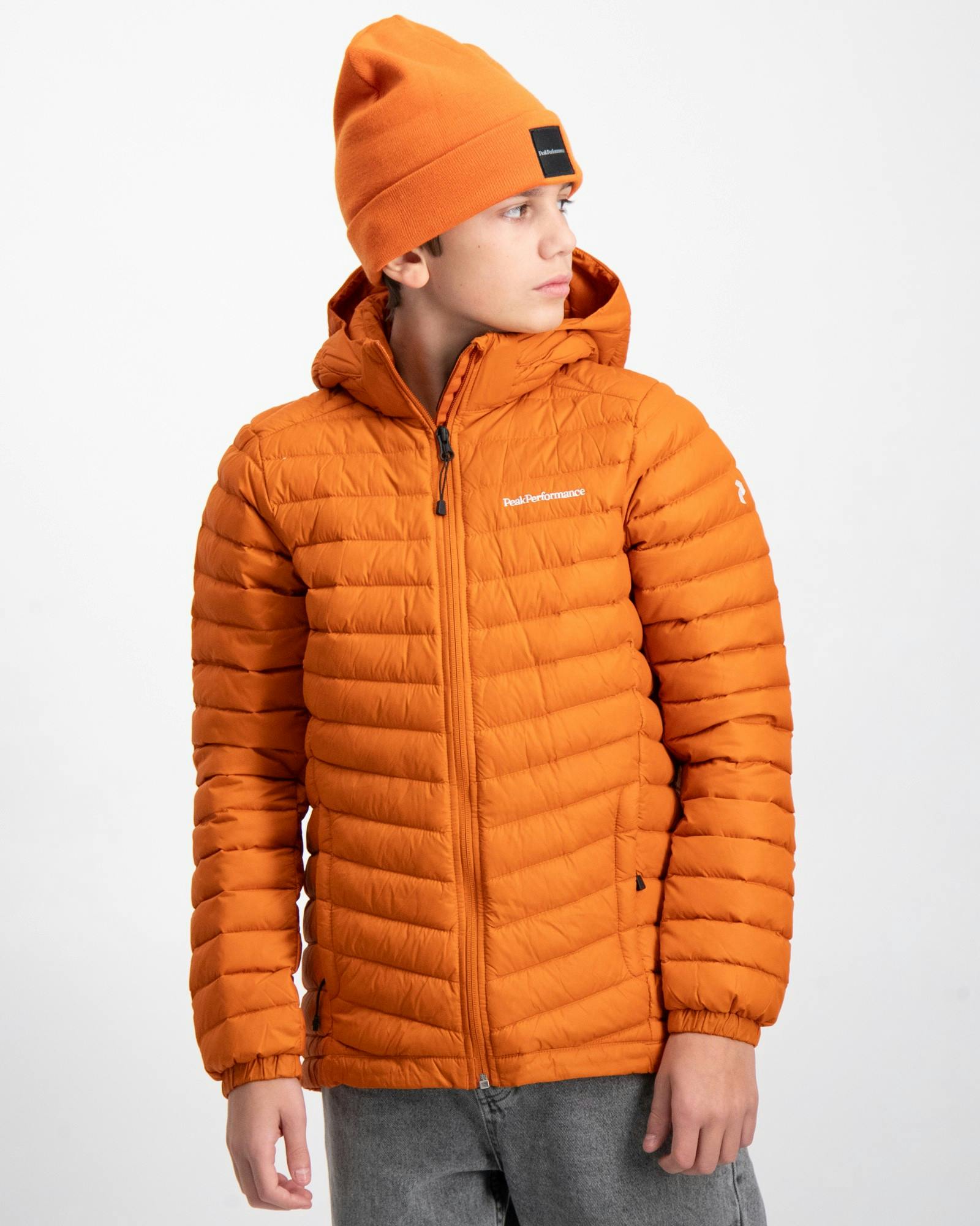 för Kids Brand Orange Jr Down Hood Jacket Store | Frost Kille