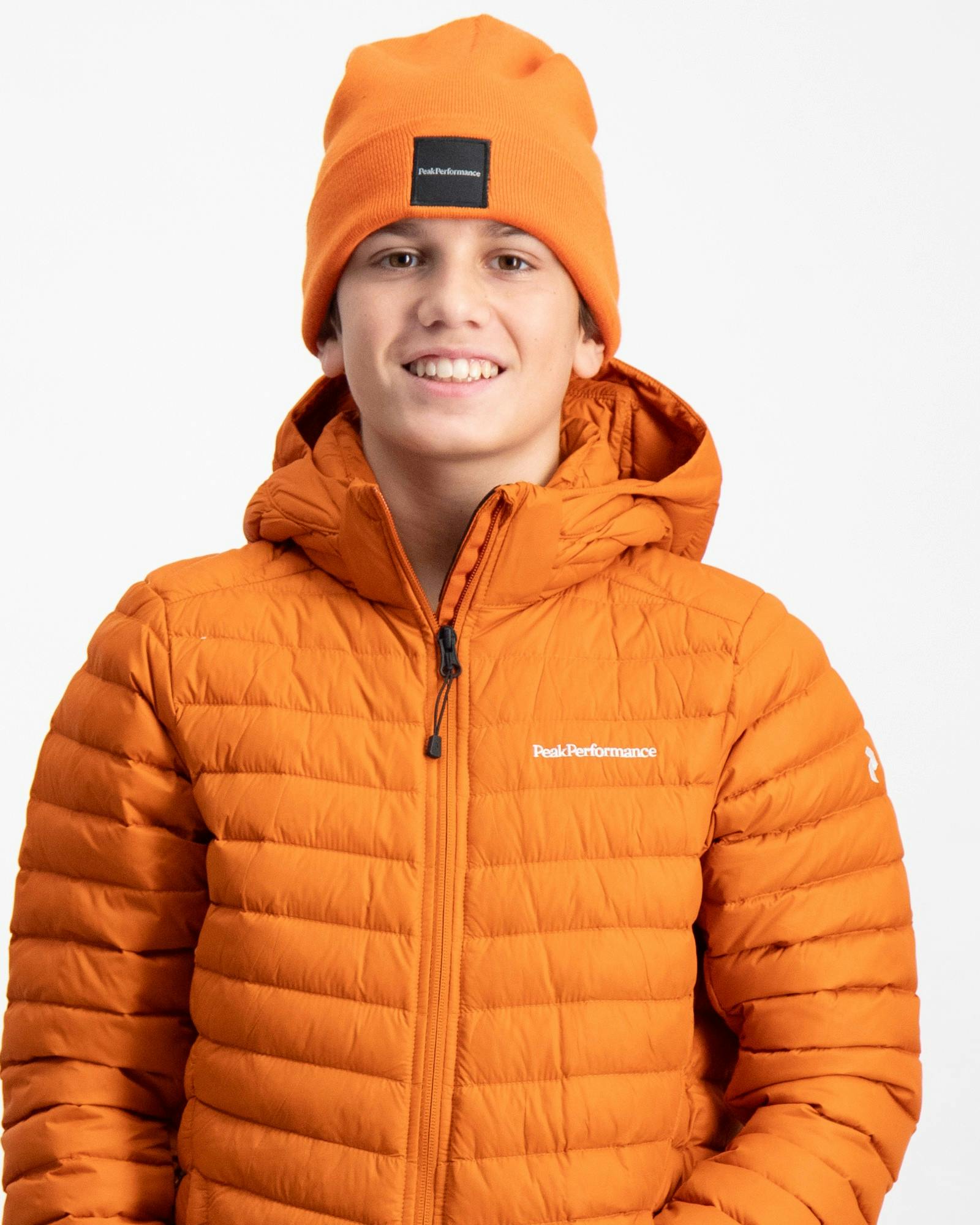 Brand för Frost | Kids Hood Kille Orange Jr Store Down Jacket