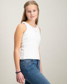 Vit ESSENTIAL RIB LACE TANK TOP för Tjej