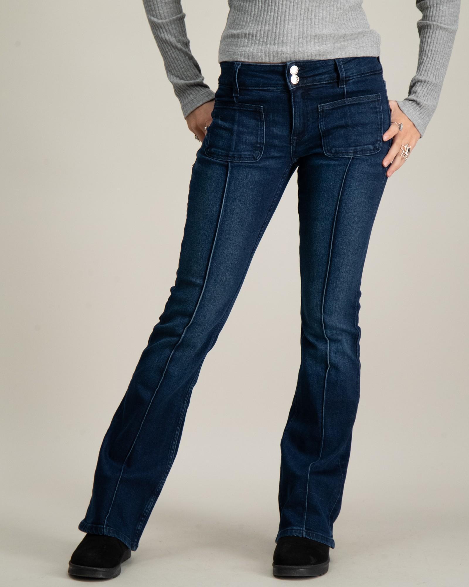 Pleated flare jeans