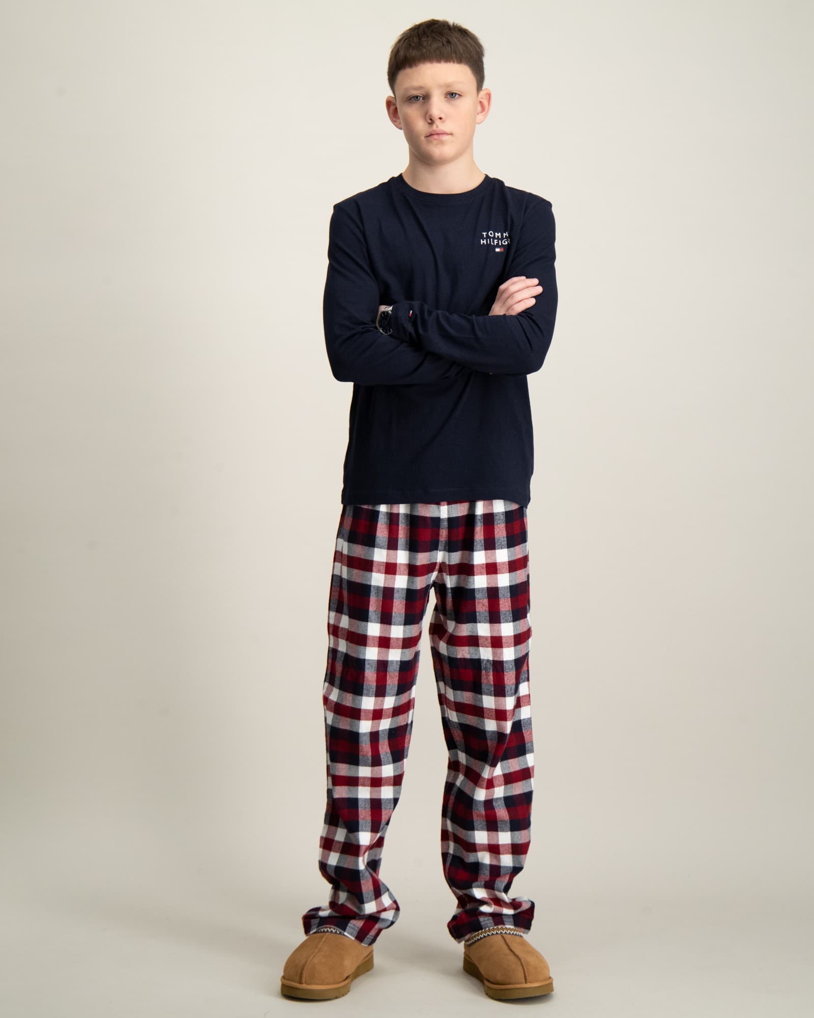 LS PJ STRAIGHT SET FLANNEL PRINT