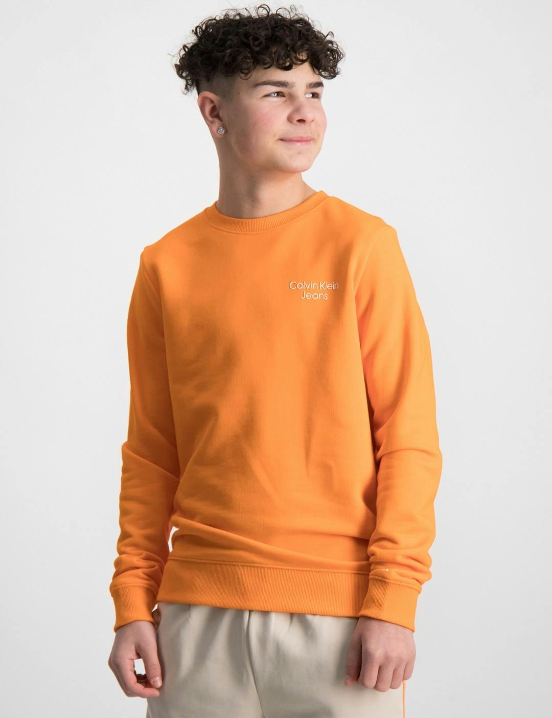 Orange CKJ STACK LOGO SWEATSHIRT för Kille | Kids Brand Store