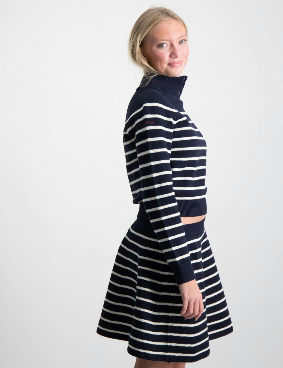 Striped Cotton Sweater & Skirt Set